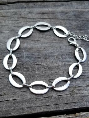 6.5 Inch Stainless Steel Oval Link Bracelet, Chunky Bracelet, Retro, Modernist